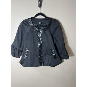 Sandro Women’s Bolero Black Evening Jacket Size Medium  Faux Leather Trim